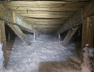 Zateplení stropu budovy pomocí foukané izolace
